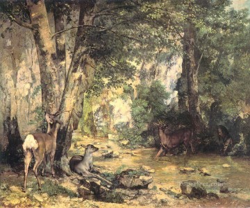 stream Painting - The Shelter of the Roe Deer at the Stream of Plaisir Fontaine Doubs Realist painter Gustave Courbet